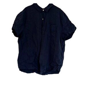 Men's Navy Blue Short Sleeve Cotton Shirt Size XXL EUC